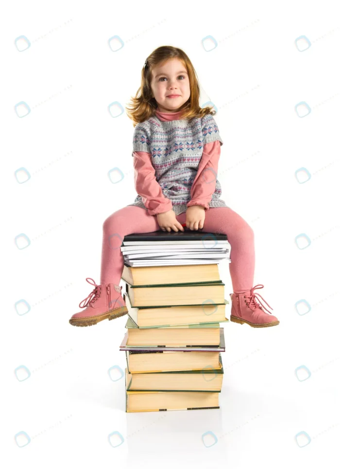 little girl sitting books back school crc8c15e6b0 - title:تصویر دختر نشسته بر روی کتاب - اورچین فایل - format:JPG - استوک - sku:crc8c15e6b0 - keywords: p_id:64376