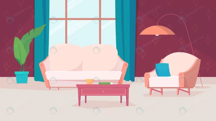 living room interior banner flat cartoon design a crccfa13e6f size1.39mb - title:نمای داخلی اتاق با مبلمان سفید - اورچین فایل - format:EPS - وکتور - sku:crccfa13e6f - keywords: p_id:88101