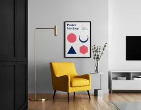 living room with poster mockup crc85936445 size33.29mb - title:Home Main - اورچین فایل - format: - sku: - keywords: p_id:18