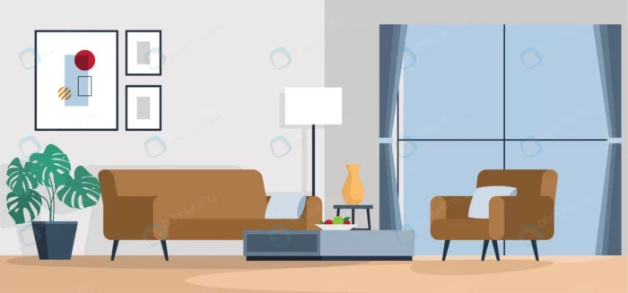 living room with sofa flat style vector illustrat crc9b5ccac4 size1.15mb - title:وکتور اتاق نشیمن با پنجره های بزرگ - اورچین فایل - format:EPS - وکتور - sku:crc9b5ccac4 - keywords: p_id:88145
