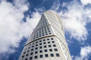 low angle view turning torso blue sky sunlight ma crc50638923 size11.84mb 5684x3789 - title:Home - اورچین فایل - format: - sku: - keywords: p_id:18