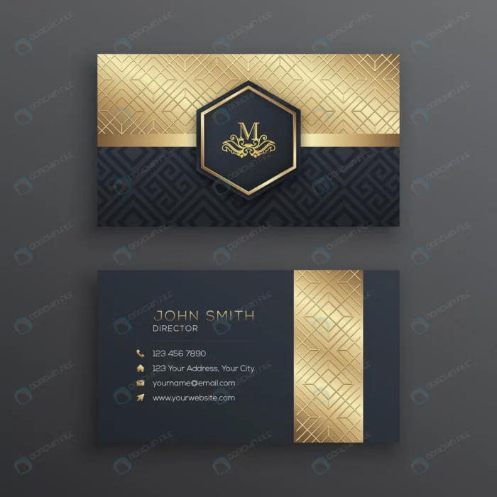 luxury black gold business card template crcf7fb3898 size2.72mb - title:تمپلیت لاکچری کارت ویزیت تجاری - اورچین فایل - format:EPS - وکتور - sku:crcf7fb3898 - keywords: p_id:80359