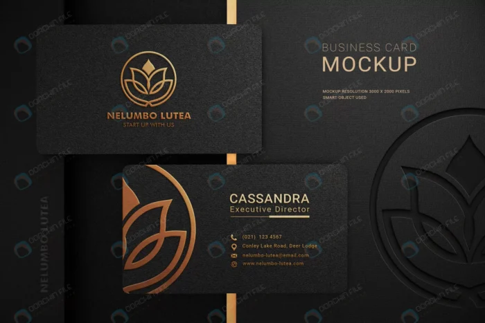luxury dark business card logo mockup with emboss crc38769222 size167.05mb - title:فایل لایه باز کارت ویزیت مشکی و طلایی - اورچین فایل - format:PSD - فتوشاپ - sku:crc38769222 - keywords: p_id:48051