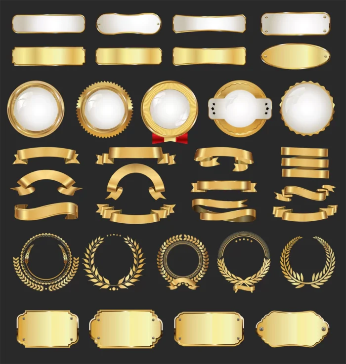 luxury golden badges labels crce2838826 size2.89mb - title:کالکشن وکتور لیبل های لاکچری - اورچین فایل - format:EPS - وکتور - sku:crce2838826 - keywords: p_id:36493