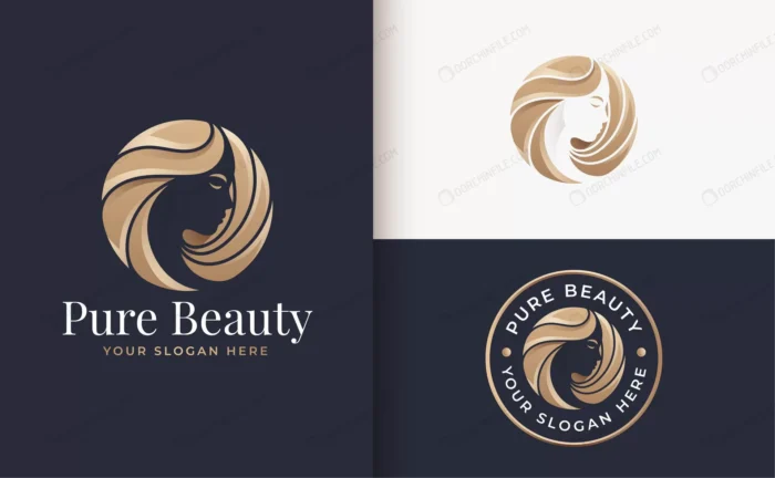 luxury woman hair salon gold gradient logo design crccee5e7f2 size4.72mb - title:قالب کارت ویزیت سالن آرایشی و زیبایی - اورچین فایل - format:EPS - وکتور - sku:crccee5e7f2 - keywords: p_id:93857