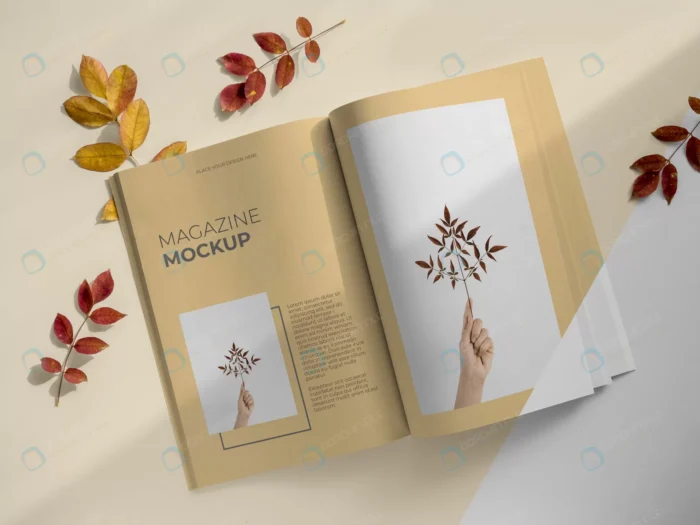 magazine leaves top view crc830cb84e size38.57mb - title:موکاپ کتاب باز - اورچین فایل - format:PSD - فتوشاپ - sku:crc830cb84e - keywords: p_id:77961