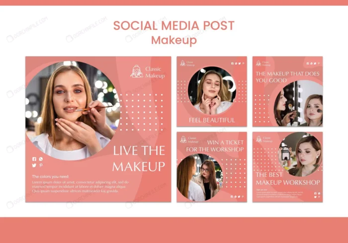 makeup concept soicial media post template crcb9552985 size126.74mb - title:مجموعه پست اینستاگرام مخصوص سالن زیبایی - اورچین فایل - format:PSD - فتوشاپ - sku:crcb9552985 - keywords: p_id:91501