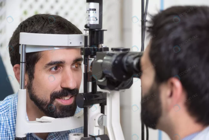 male doctor ophthalmologist is checking eye visio crc5c9b3bde size13.54mb 6016x4016 1 - title:تصویر استوک چشم پزشک در حال چک کردن چشم مرد - اورچین فایل - format:JPG - استوک - sku:crc5c9b3bde - keywords: p_id:50519
