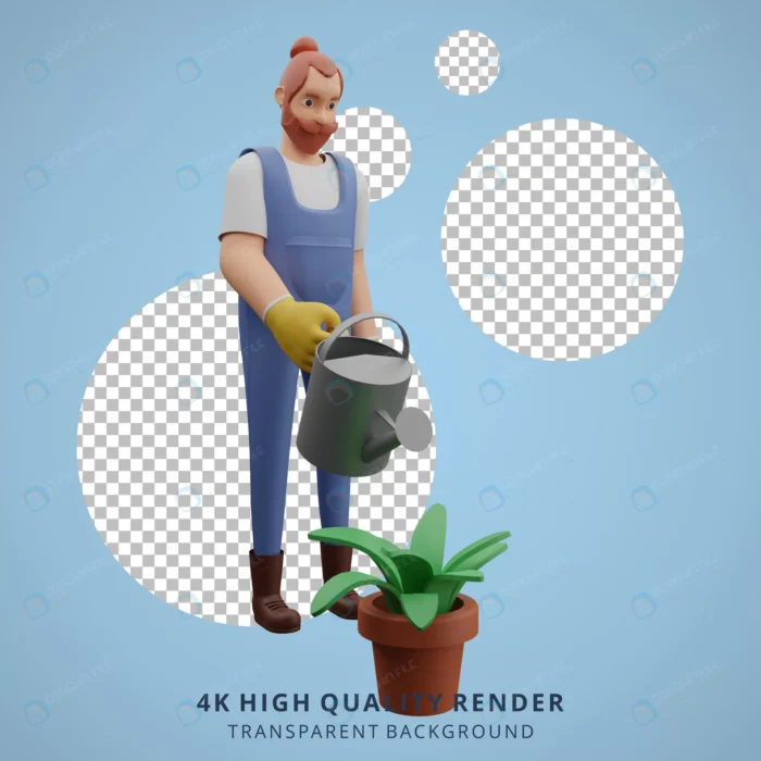 male gardener watering plants 3d character illust crc6ec82135 size12.15mb 1 - title:فایل فتوشاپ سه بعدی باغبان - اورچین فایل - format:PSD - فتوشاپ - sku:crc6ec82135 - keywords: p_id:49468