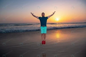 man jumping beach silhouette sunset amazing view s rnd495 frp21952123 - title:Home - اورچین فایل - format: - sku: - keywords: p_id:18