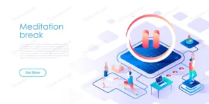 meditation break isometric landing page template crc9941e7c8 size4.92mb - title:Home - اورچین فایل - format: - sku: - keywords: p_id:18