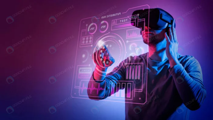 medium shot man wearing vr glasses crc789262bc - title:عکس با کیفیت پسر با عینک واقعیت مجازی - اورچین فایل - format:JPG - استوک - sku:crc789262bc - keywords: p_id:63293