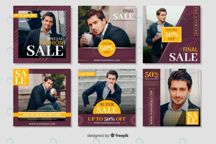 men fashion instagram banners collection crc335c5397 size5.35mb - title:پست اینستاگرام فروش لباس مردانه با تخفیف عالی - اورچین فایل - format:EPS - وکتور - sku:crc335c5397 - keywords: p_id:79965