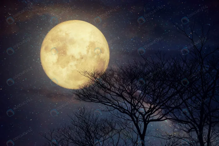 milky way star night skies full moon old tree ret crc92800385 - title:تصویر استوک ماه کامل و ضدنور درخت - اورچین فایل - format:JPG - استوک - sku:crc92800385 - keywords: p_id:58857