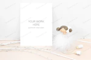 mockup card with statuette girl crc09496fdf size49.39mb - title:Home - اورچین فایل - format: - sku: - keywords: p_id:18