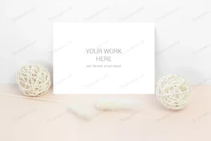 mockup card with wooden balls dry flowers crc577e6c57 size62.70mb - title:Home - اورچین فایل - format: - sku: - keywords: p_id:18