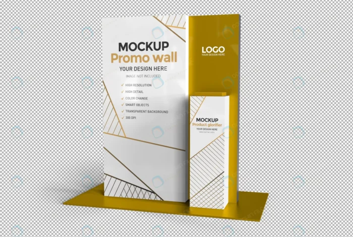 mockup different views display stand advertising crcf87e21ea size14.27mb - title:موکاپ تابلوی ایستاده طلایی مناسب تبلیغات - اورچین فایل - format:PSD - فتوشاپ - sku:crcf87e21ea - keywords: p_id:40863