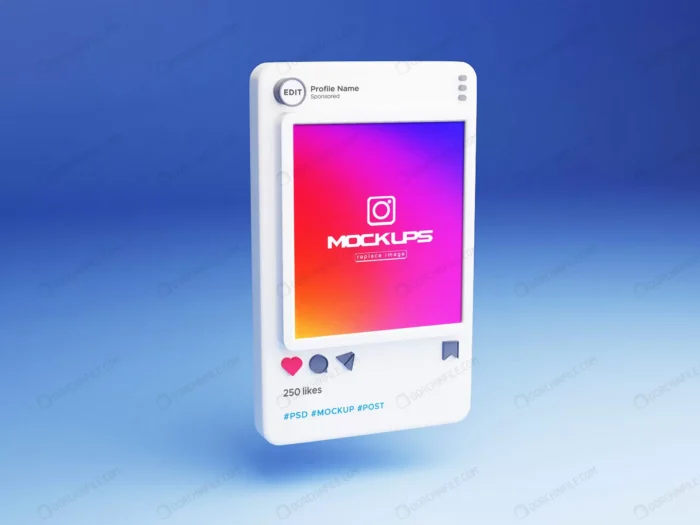 mockup instagram social media 3d 2 crcc6c06e5b size17.78mb - title:موکاپ پست اینستاگرام در صفحه موبایل - اورچین فایل - format:PSD - فتوشاپ - sku:crcc6c06e5b - keywords: p_id:96661