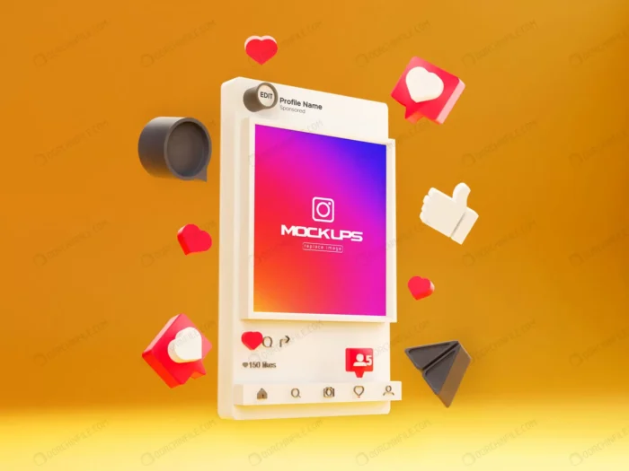 mockup instagram social media 3d 3 crc24bad29c size27.47mb - title:موکاپ پست اینستاگرام - اورچین فایل - format:PSD - فتوشاپ - sku:crc24bad29c - keywords: p_id:96663