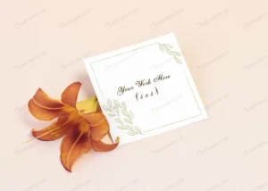 mockup invitation card with orange lily crcc343b77d size68.27mb - title:Home - اورچین فایل - format: - sku: - keywords: p_id:18