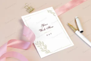 mockup invitation card with pink ribbon pen crc302dc677 size86.68mb - title:Home - اورچین فایل - format: - sku: - keywords: p_id:18