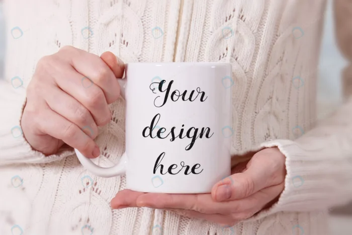 mockup of a white coffee mug in woman s hands crc339d7a19 size20.31mb - title:موکاپ ماگ سفید ویژه درج متن - اورچین فایل - format:PSD - فتوشاپ - sku:crc339d7a19 - keywords: p_id:40636