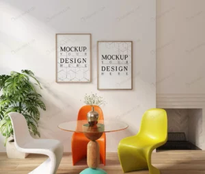 mockup poster modern white interior with dining s crcb5545dda size24.80mb - title:Home - اورچین فایل - format: - sku: - keywords: p_id:18