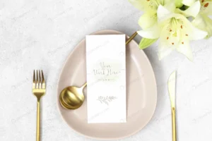 mockup wedding menu with gold cutlery lilies crc6f2f0c67 size100.26mb - title:Home - اورچین فایل - format: - sku: - keywords: p_id:18