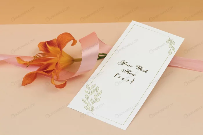 mockup wedding menu with ribbon beige background crc05a185f1 size80.90mb - title:موکاپ کارت دعوت مهمانی و عروسی - اورچین فایل - format:PSD - فتوشاپ - sku:crc05a185f1 - keywords:موکاپ کارت دعوت مهمانی و عروسی, فایل فتوشاپ, فایل تکی p_id:100733