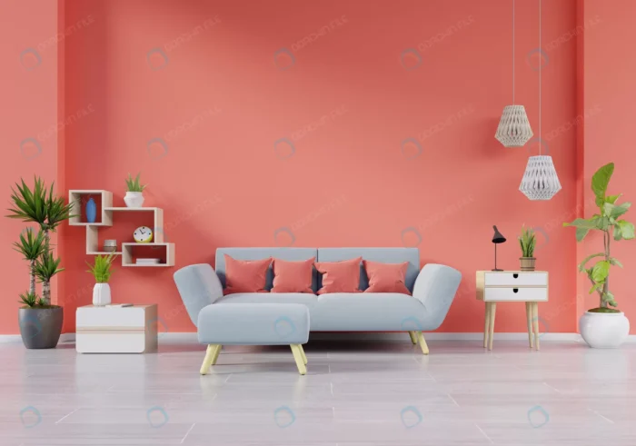 modern living room interior with sofa green plant crc5104e3db - title:تصویر استوک رندر دکوراسیون داخلی اتاق مدرن - اورچین فایل - format:JPG - استوک - sku:crc5104e3db - keywords: p_id:62534