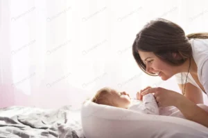 mother with her newborn son lay bed rays sunlight crce7f037df size6.61mb 6000x4000 - title:Home - اورچین فایل - format: - sku: - keywords: p_id:18