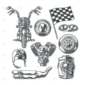 motoclub set with isolated monochrome images moto crc729de36e size4.54mb - title:Home - اورچین فایل - format: - sku: - keywords: p_id:18