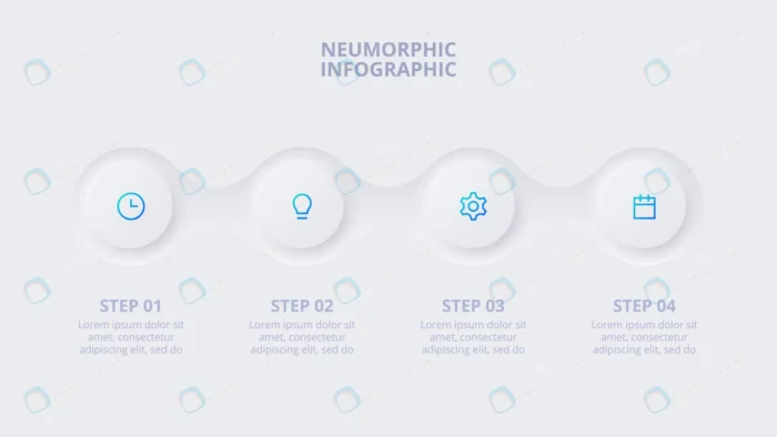 neumorphic circle elements infographic template d crc2e367eb9 size2.11mb - title:وکتور اینفوگرافی 4 مرحله ای سبک نئومورفیسم - اورچین فایل - format:EPS - وکتور - sku:crc2e367eb9 - keywords: p_id:87489