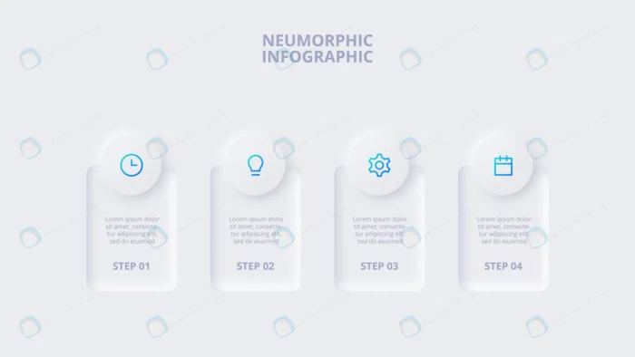 neumorphic elements infographic template diagram crcf734d83c size4.79mb - title:وکتور اینفوگرافی 4 مرحله ای سبک نئومورفیسم - اورچین فایل - format:EPS - وکتور - sku:crcf734d83c - keywords: p_id:87517