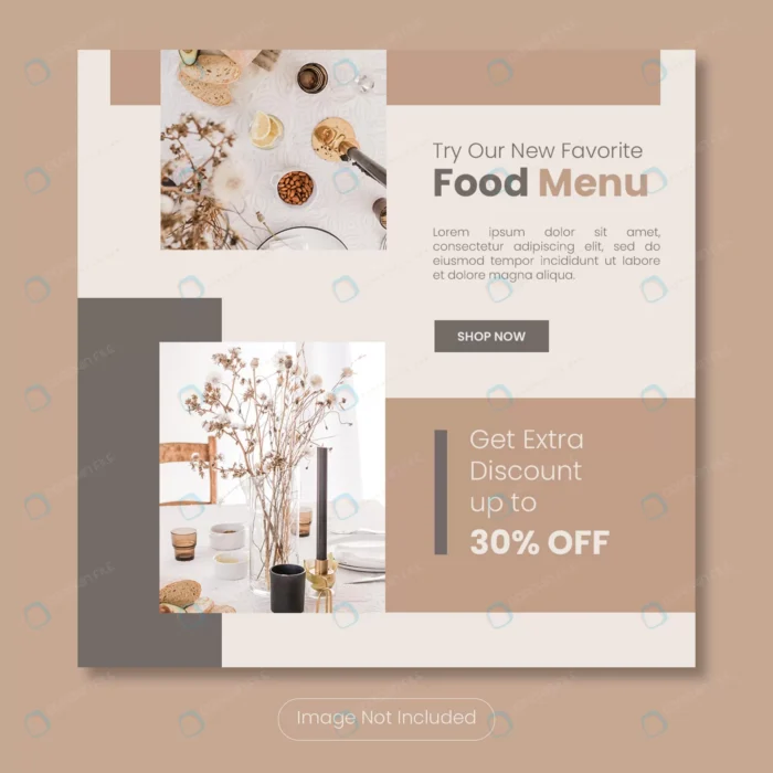 new food menu instagram post banner template crcdf3488b3 size1.45mb - title:قالب آماده پست اینستاگرام منوی رستوران - اورچین فایل - format:PSD - فتوشاپ - sku:crcdf3488b3 - keywords: p_id:82435