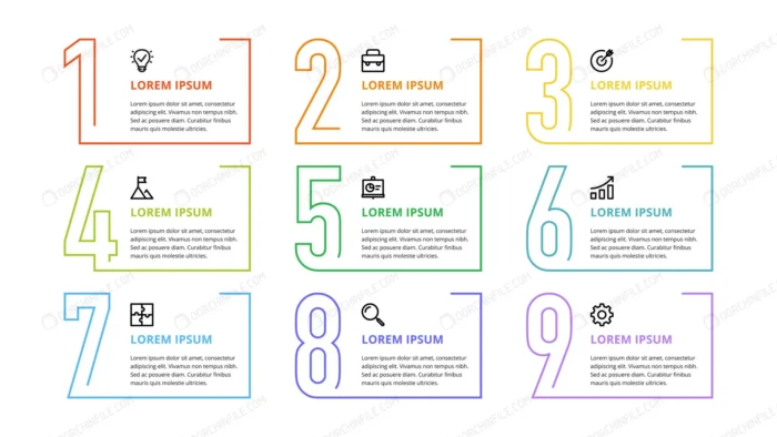 numbers infographic business options steps proces crc1b0baea6 size2.65mb - title:وکتور اینفوگرافی 9 مرحله ای - اورچین فایل - format:EPS - وکتور - sku:crc1b0baea6 - keywords: p_id:99199