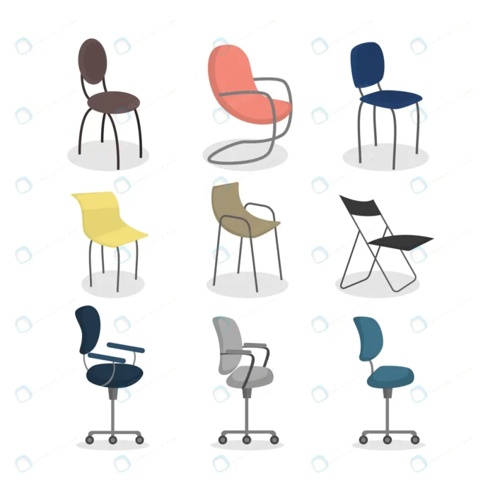 office chairs set modern colorful furniture compa crc7118ba28 size1.25mb - title:مجموعه انواع صندلی - اورچین فایل - format:EPS - وکتور - sku:crc7118ba28 - keywords: p_id:91127