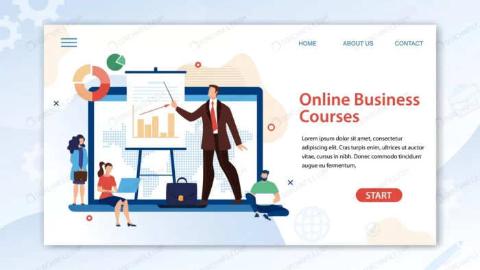 online business course landing page template crc07445397 size2.28mb - title:صفحه فرود کسب و کار آنلاین - اورچین فایل - format:EPS - وکتور - sku:crc07445397 - keywords:صفحه فرود کسب و کار آنلاین p_id:103257