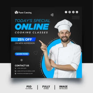 online cooking class promotion social media post banner - title:Home - اورچین فایل - format: - sku: - keywords: p_id:18