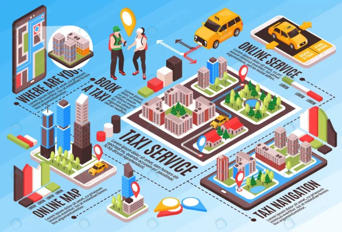 online taxi service isometric infographic crc82243b89 size6.79mb - title:ایزومتریک اینفوگرافی سرویس دهی تاکسی - اورچین فایل - format:EPS - وکتور - sku:crc82243b89 - keywords: p_id:77407