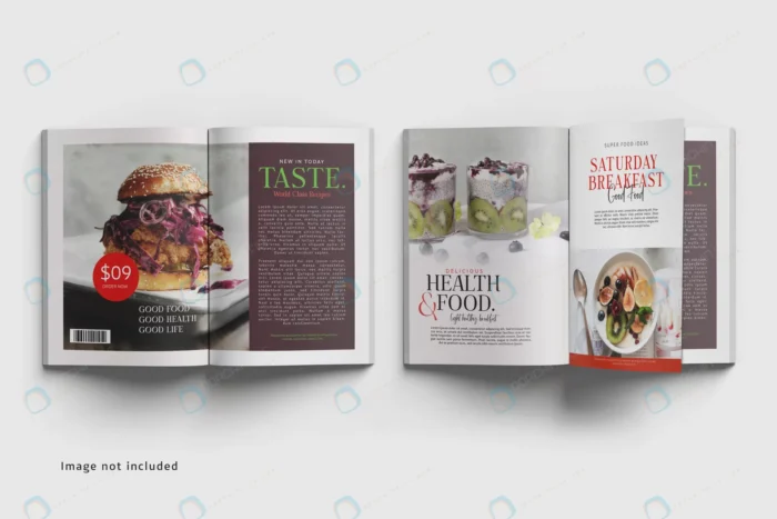 opened magazine mockup top angle view crcd6daf9ee size45.95mb - title:موکاپ صفحه باز کتاب آشپزی - اورچین فایل - format:PSD - فتوشاپ - sku:crcd6daf9ee - keywords: p_id:77979