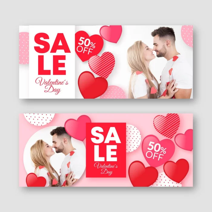 pack valentine s day banners with photo crcdca8f122 size3.39mb - title:پوسترهای تخفیف ولنتاین با فرمت وکتور - اورچین فایل - format:EPS - وکتور - sku:crcdca8f122 - keywords: p_id:34425