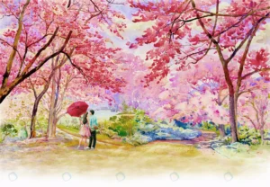 painting wild himalayan cherry roadside morning rnd774 frp5760013 - title:Home - اورچین فایل - format: - sku: - keywords: p_id:18