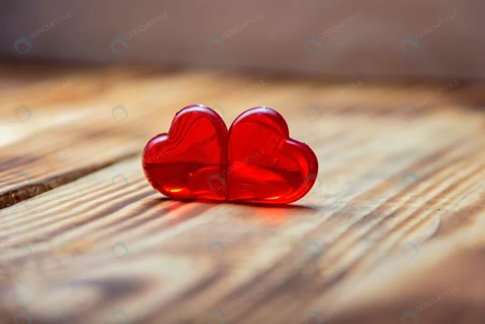 pair red hearts vintage wooden table top view sai crc7dd38ff1 size10.13mb 5184x3456 1 - title:عکس استوک قلب مناسب ولنتاین - اورچین فایل - format:JPG - استوک - sku:crc7dd38ff1 - keywords: p_id:44365