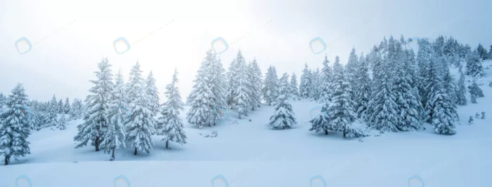 panoramic view pine trees growing snowy mountain crcefb43b1b - title:تصویر پانوراما از طبیعت برفی - اورچین فایل - format:JPG - استوک - sku:crcefb43b1b - keywords: p_id:81989