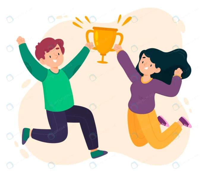 people celebrating goal achievement flat hand dra crc1369ddd6 size0.91mb 1 - title:وکتور کاراکتر های شاد با کاپ قهرمانی - اورچین فایل - format:EPS - وکتور - sku:crc1369ddd6 - keywords: p_id:51032