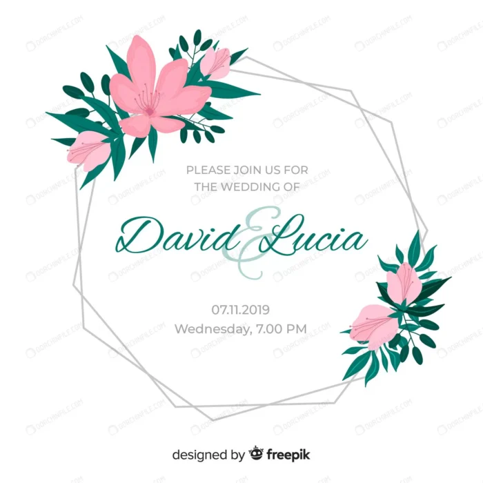 pink flowers wedding invitation frame crcffb92706 size1.43mb - title:کارت دعوت عروسی - اورچین فایل - format:EPS - وکتور - sku:crcffb92706 - keywords: p_id:97931