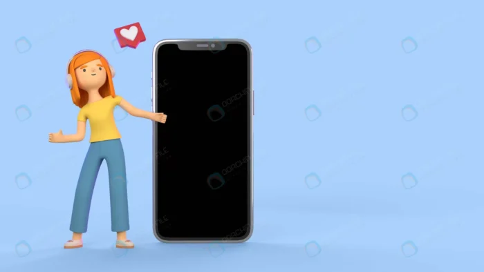 plastic woman smartphone crc1007f95b size9.53mb - title:کاراکتر 3 بعدی دختر با موبایل و هدفون - اورچین فایل - format:PSD - فتوشاپ - sku:crc1007f95b - keywords: p_id:78639