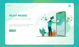 play music illustration landing page template crc5194f8d7 size0.89mb - title:Home - اورچین فایل - format: - sku: - keywords: p_id:18