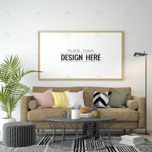 poster frame living room mockup crc69cc0164 size70.87mb - title:Home - اورچین فایل - format: - sku: - keywords: p_id:18